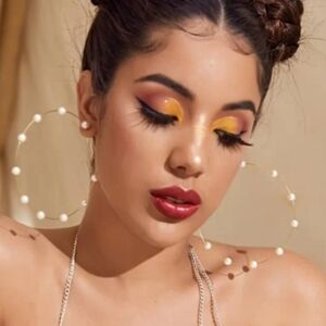 Glam Oversized Gold Plated Hoop Pearl Statement Earrings